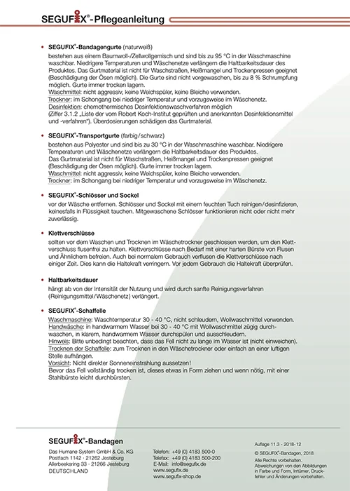 Pflegeanleitung