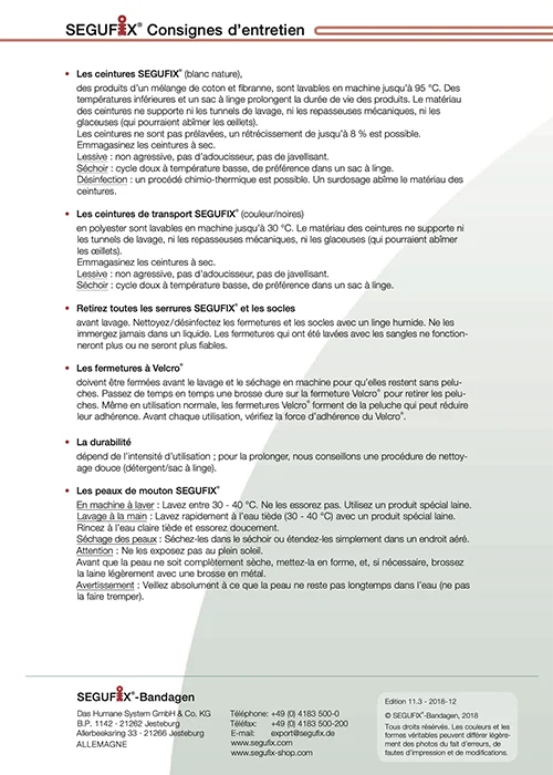 Instructions d'entretien