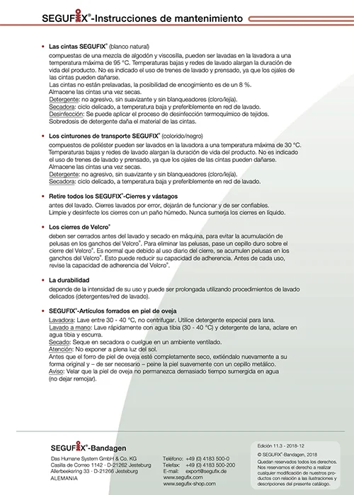 Instrucciones de cuidado